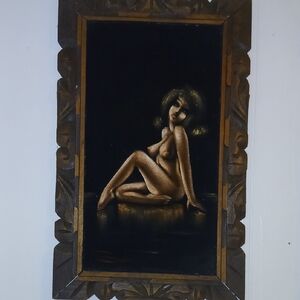 Vintage Framed Art with Gold and Black Tones